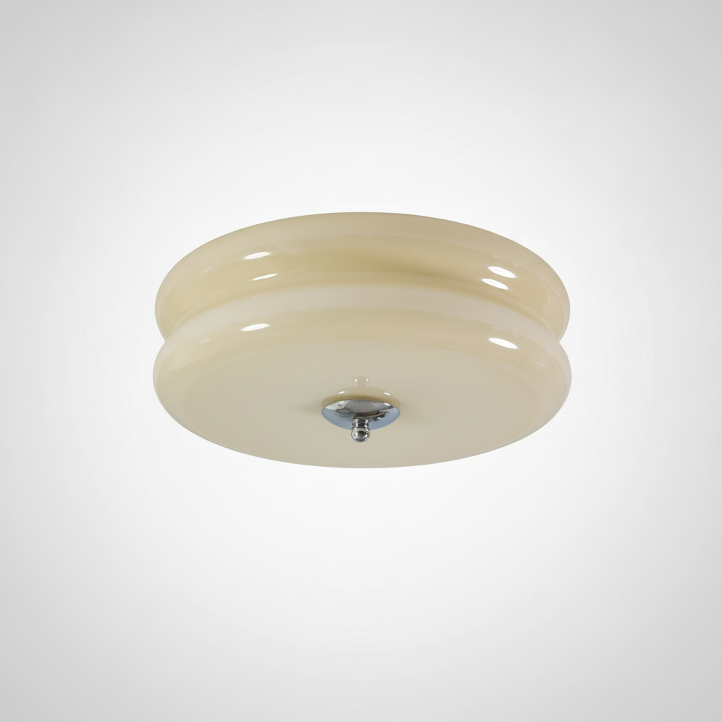 Flush Mount Ceiling Light Art Deco Vintage Ribbed Glass