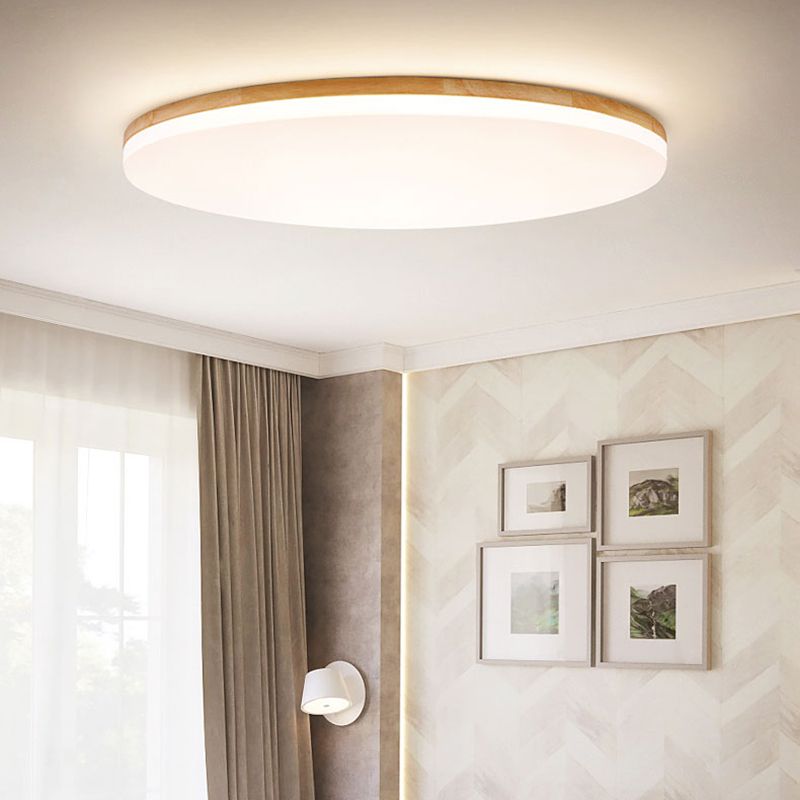 Plafonnier LED Rond en Bois