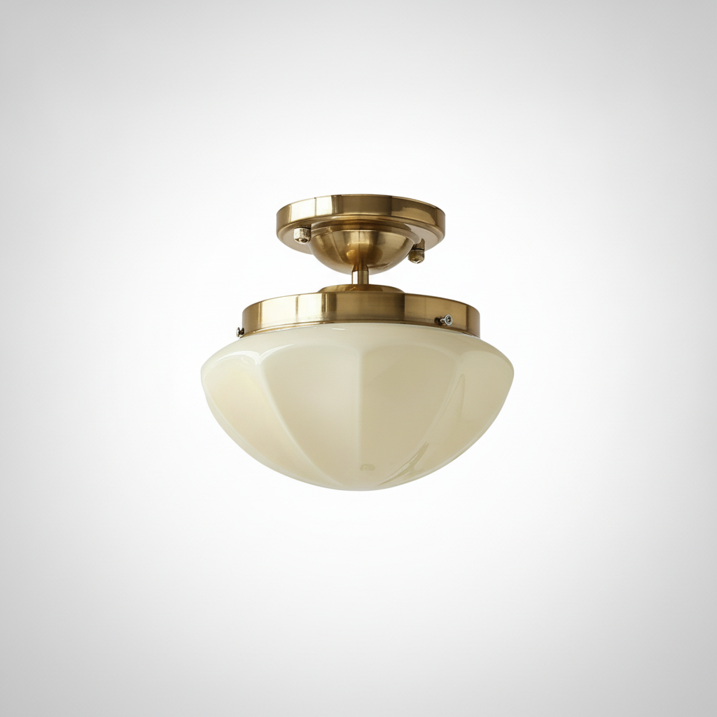 Mini Ceiling Pendant Light Art Deco Metal Glass, E26 Base, Hardwired