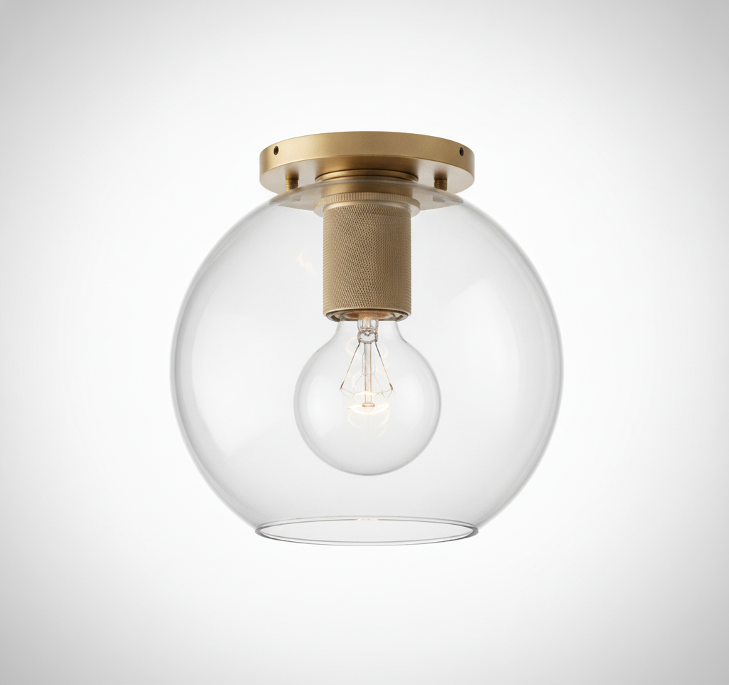 Simple Style Flush Mount Light, Glass, E26 Base