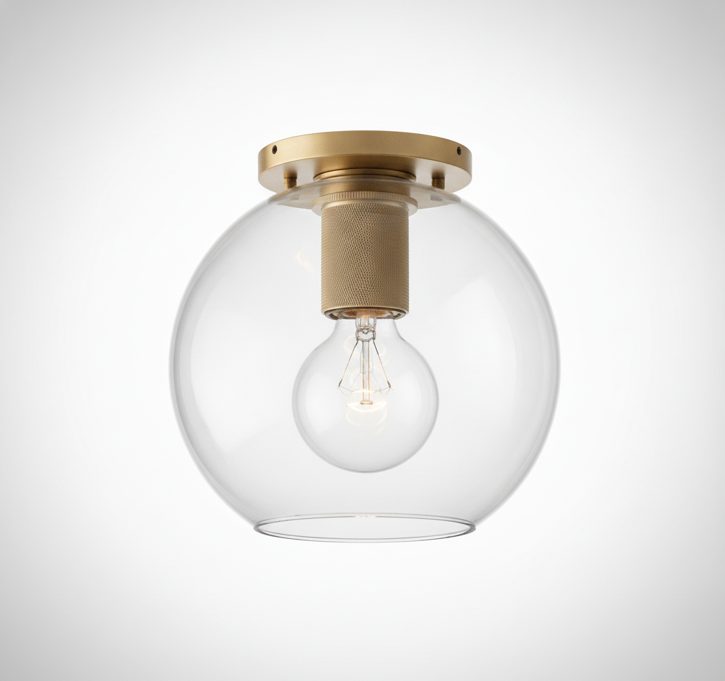 Simple Style Flush Mount Light, Glass, E26 Base