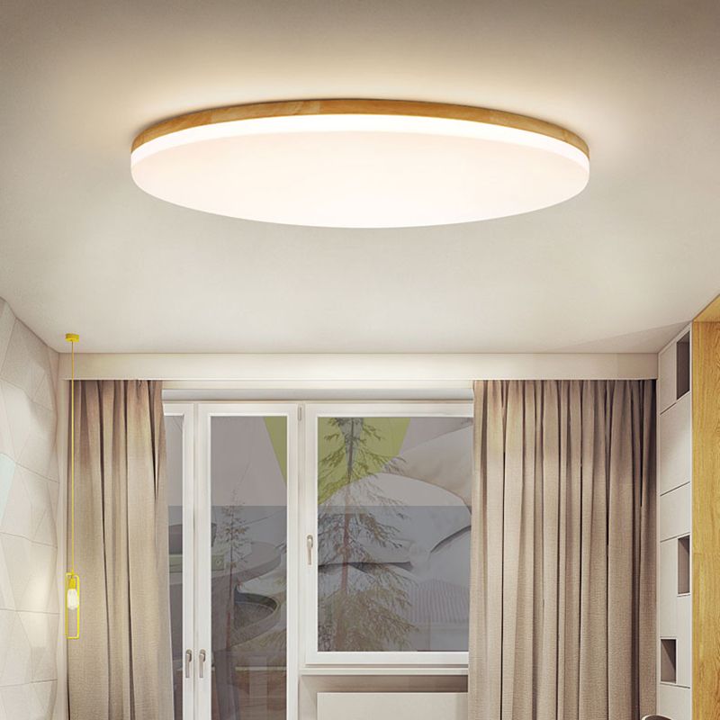 Plafonnier LED Rond en Bois