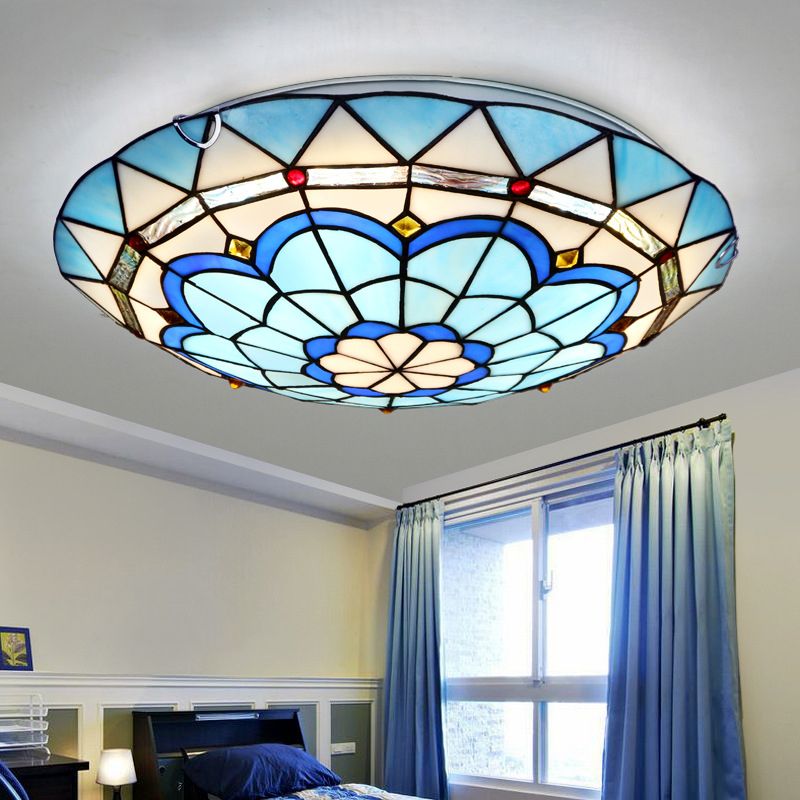 Plafonnier Hémicycle en Verre Style Tiffany