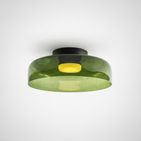 Metal and Glass Flush Mount Ceiling Fixture, Integrated LED