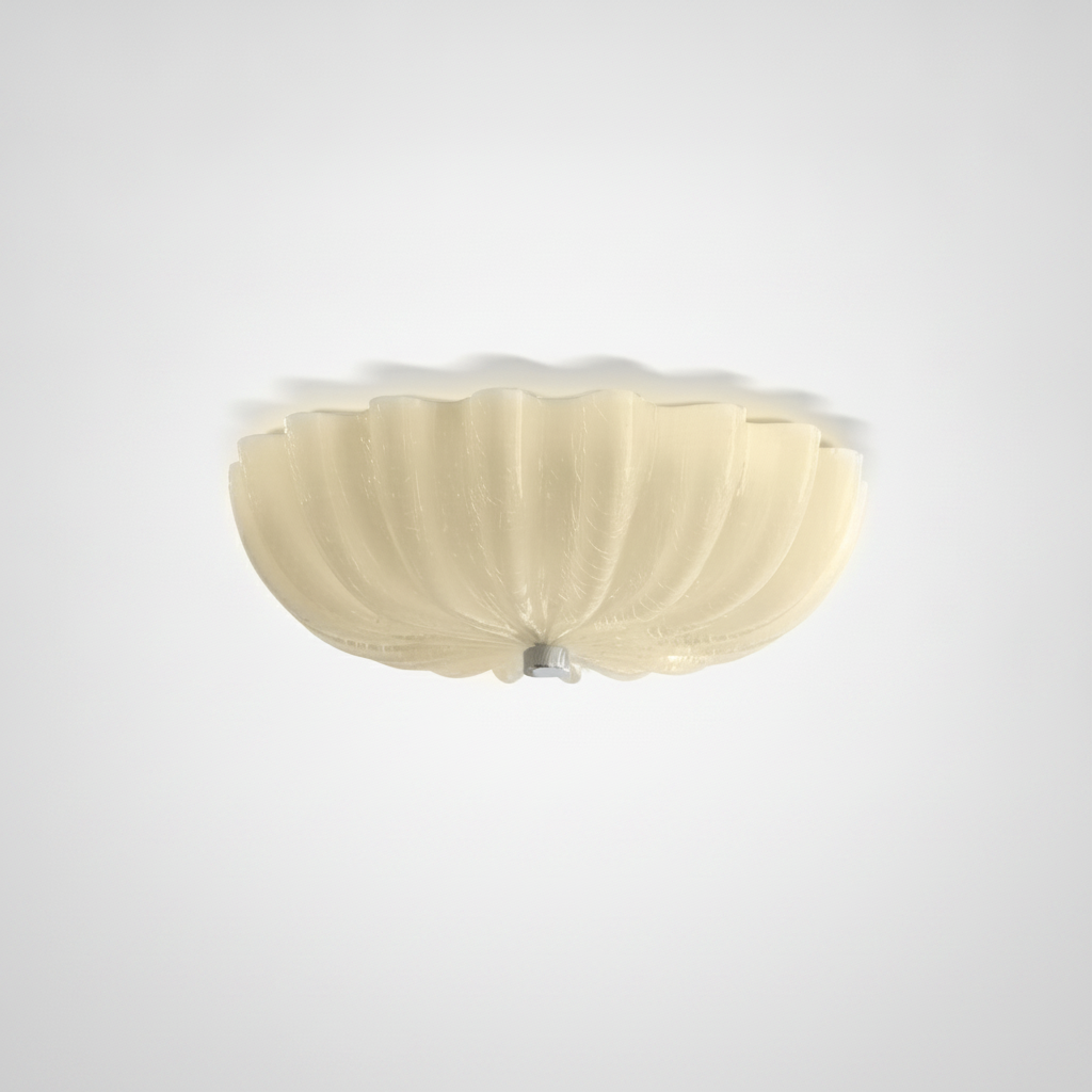 Flush Mount Ceiling Fixture Blown Glass Integrated LED, Bedroom