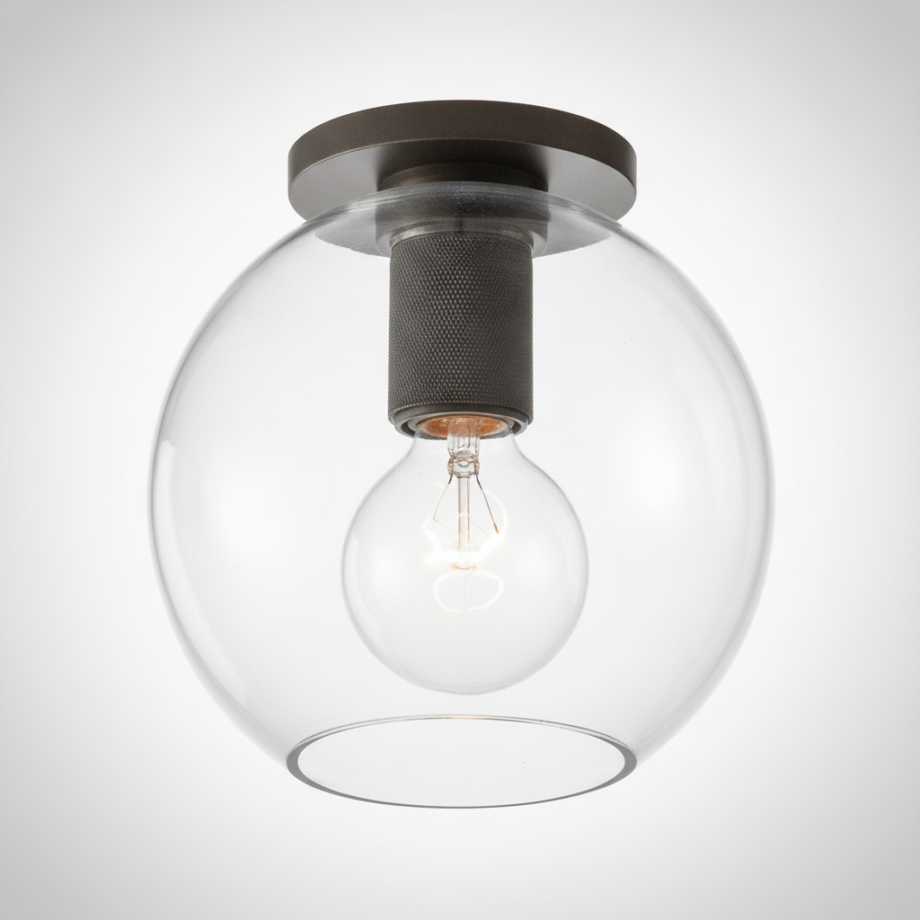 Simple Style Flush Mount Light, Glass, E26 Base