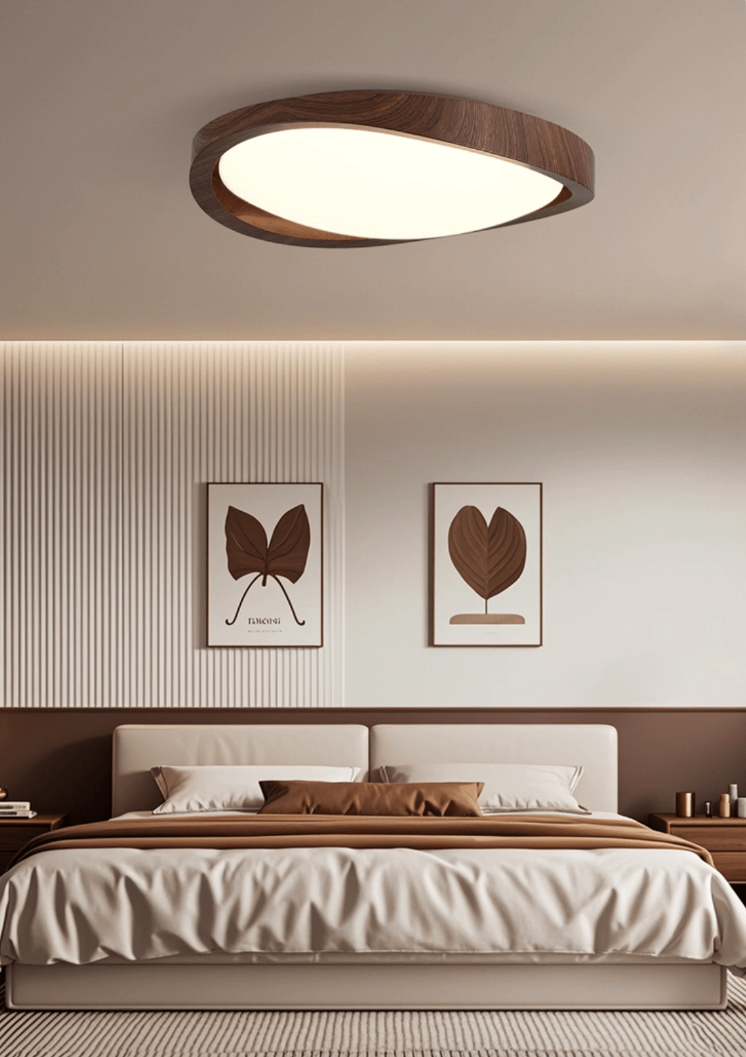 Walnut Curved Edge Ceiling Light
