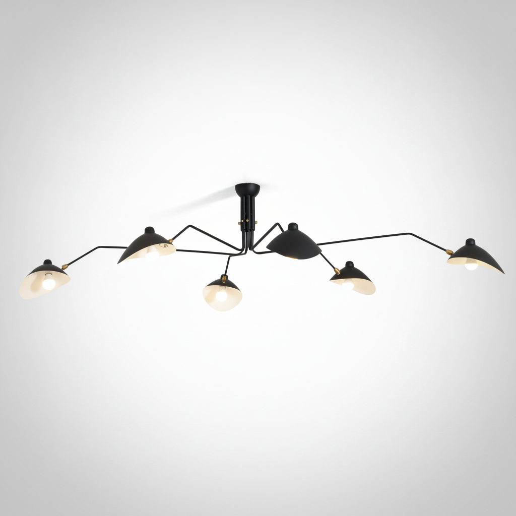 Multi-Arm Spider Ceiling Light Designer Metal Brass Hardware