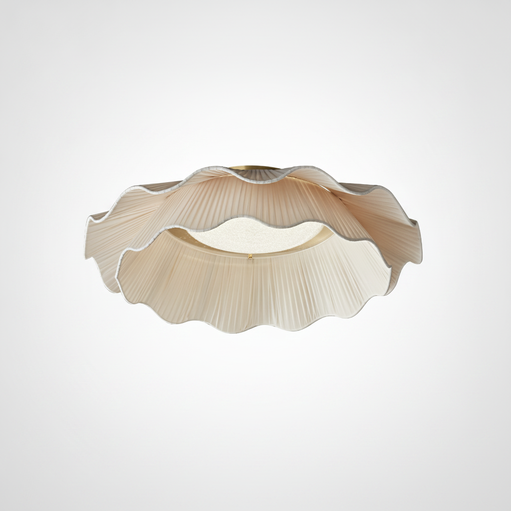 Arwen Fabric Wave Ceiling Lamp, Brass, Integrated LED