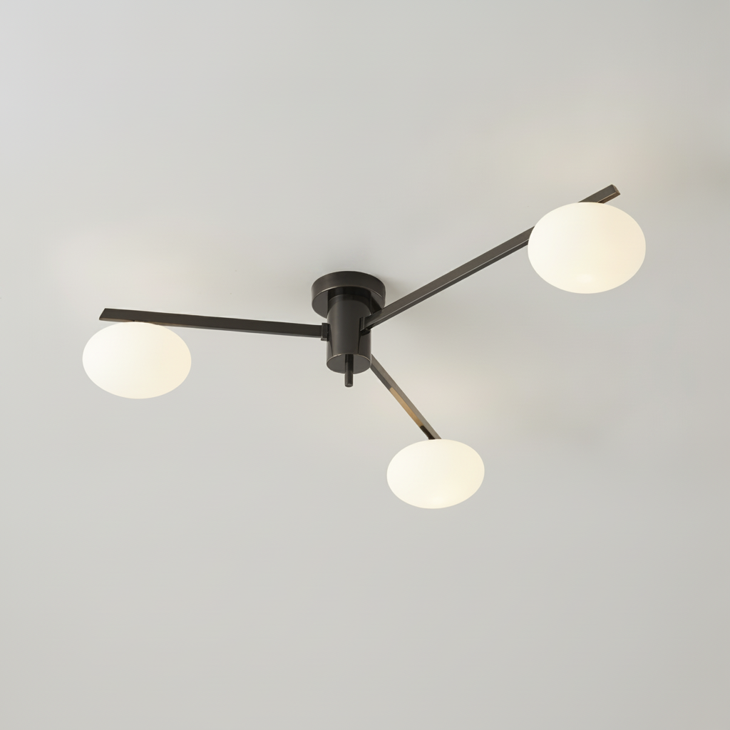 Ceiling Light Metal White Glass Oval Shades, G9 Base