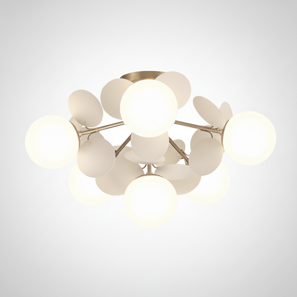 Round Macaron Ceiling Light Metal Body Acrylic Leaf Discs, G9 Base