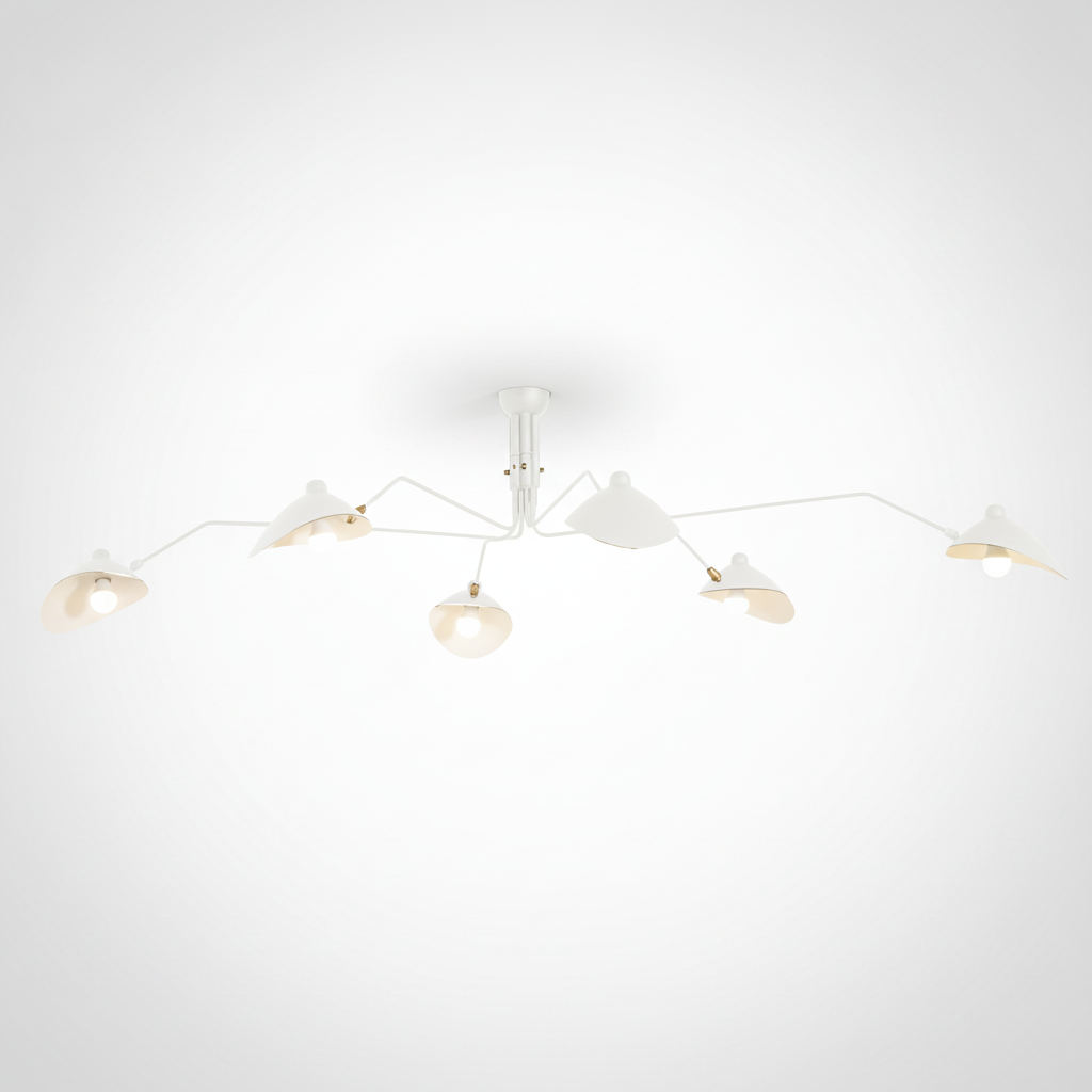 Multi-Arm Spider Ceiling Light Designer Metal Brass Hardware