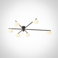 Ceiling Light Metal White Glass Oval Shades, G9 Base