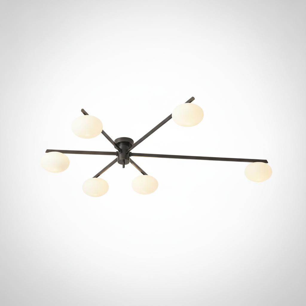 Ceiling Light Metal White Glass Oval Shades, G9 Base
