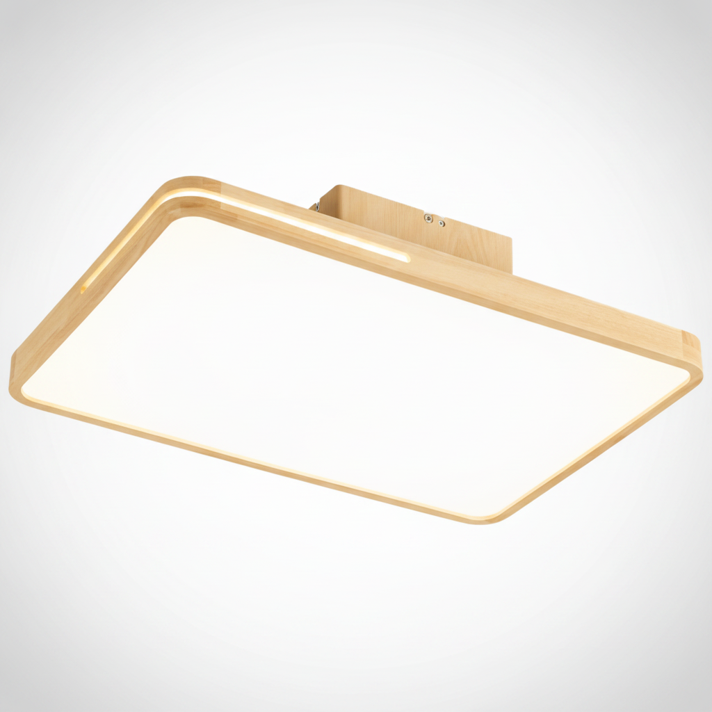 Flush Mount Ceiling Light Halo Wood Integrated LED, Bedroom Hallway