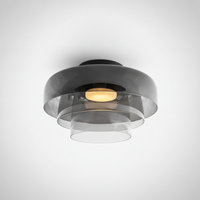 Metal and Glass Flush Mount Ceiling Fixture, Integrated LED