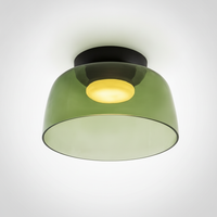 Metal and Glass Flush Mount Ceiling Fixture, Integrated LED