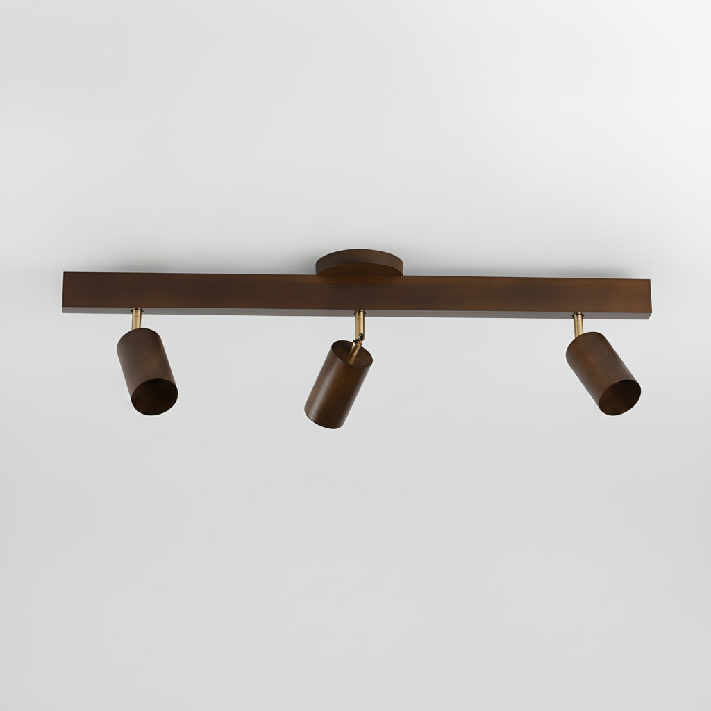 Ceiling Spotlight Rustic Natural Wood Beam, Metal, E27 Base