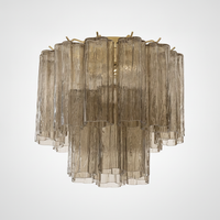 Flush Mount Ceiling Light Art Glass Champagne Gold Metal, E12 Base