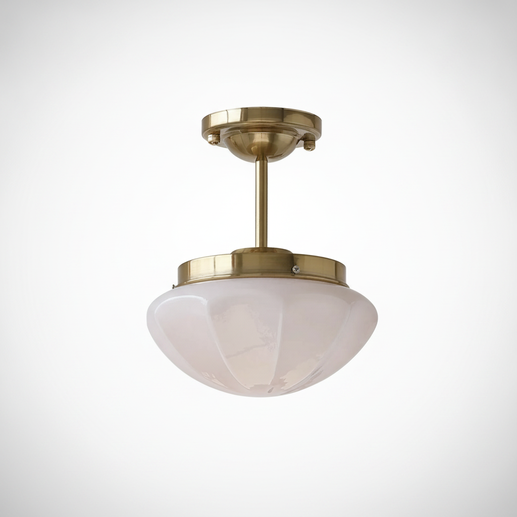 Mini Ceiling Pendant Light Art Deco Metal Glass, E26 Base, Hardwired
