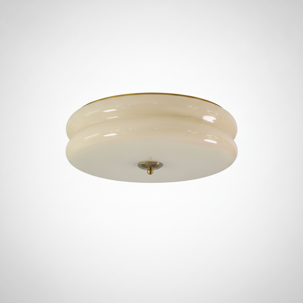 Flush Mount Ceiling Light Art Deco Vintage Ribbed Glass