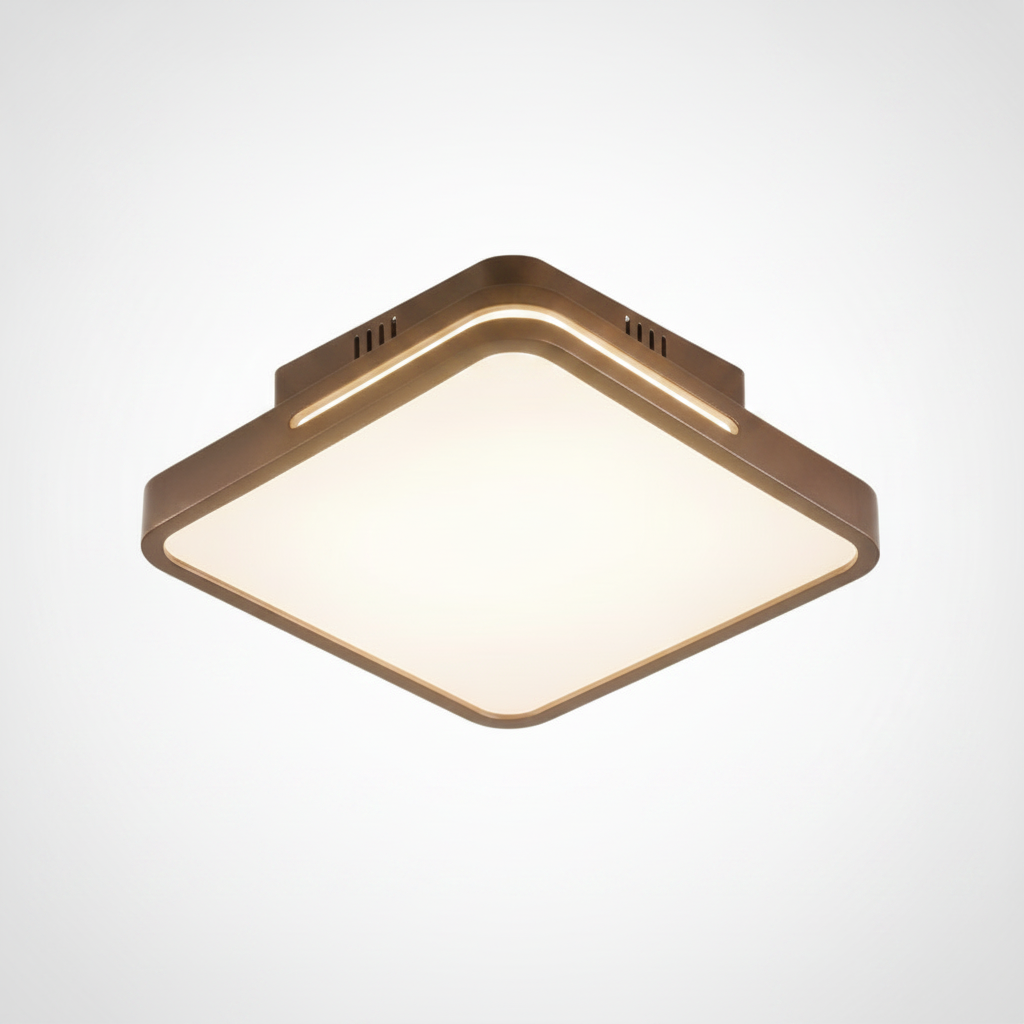 Flush Mount Ceiling Light Halo Wood Integrated LED, Bedroom Hallway
