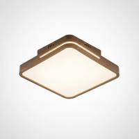 Flush Mount Ceiling Light Halo Wood Integrated LED, Bedroom Hallway