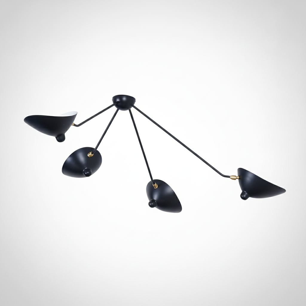 Multi Arm Spider Ceiling Light Lacquered Aluminum and Steel with