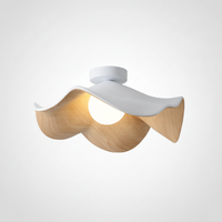 Flush Mount Ceiling Light Lotus Leaf Metal Resin Wood Grain Finish