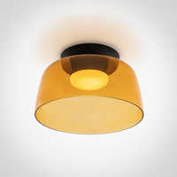Metal and Glass Flush Mount Ceiling Fixture, Integrated LED