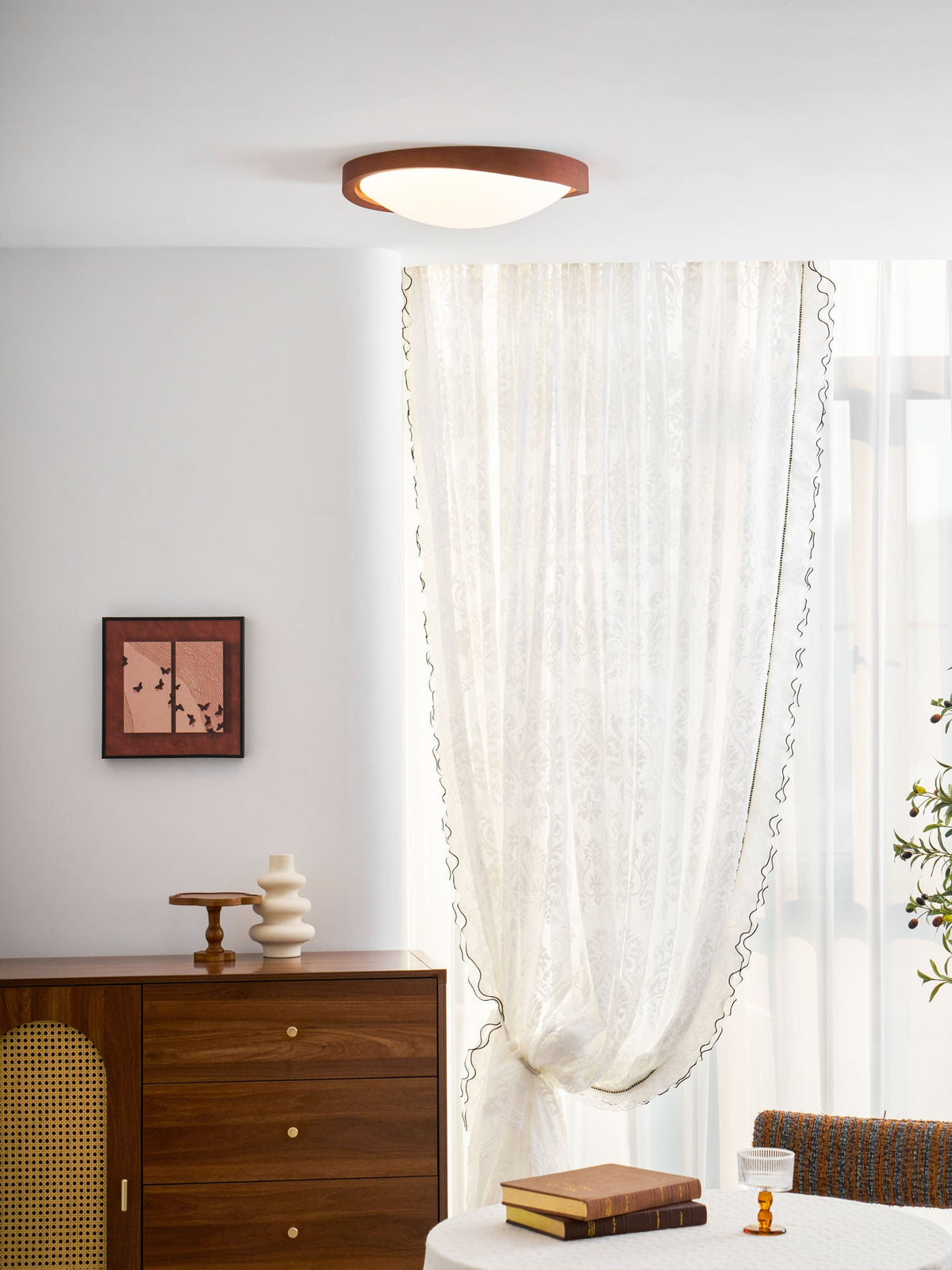 Walnut Curved Edge Ceiling Light