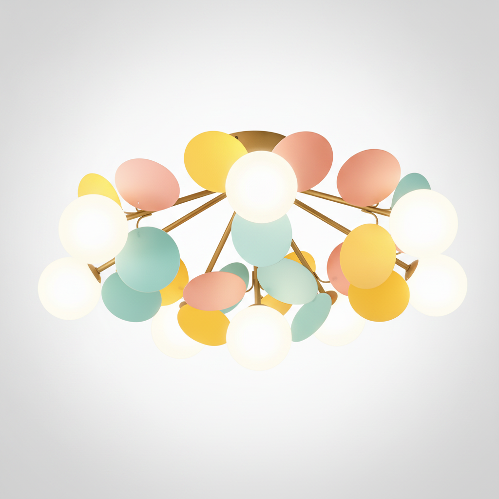 Round Macaron Ceiling Light Metal Body Acrylic Leaf Discs, G9 Base