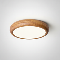 Scandinavian Flush Mount Ceiling Lamp Wood Grain Round Integrated LED
