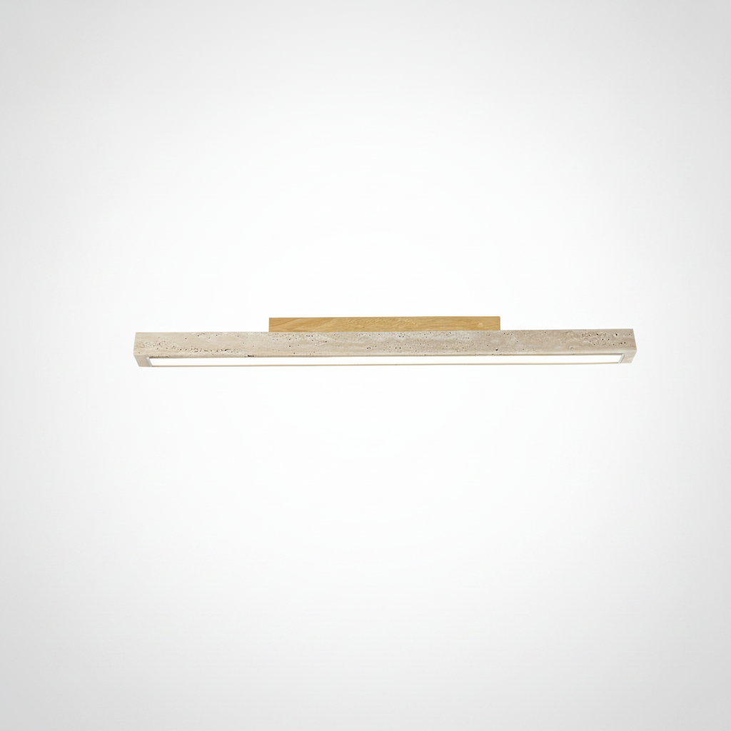 Modern Organic Travertine Column Flush Mount Ceiling Light