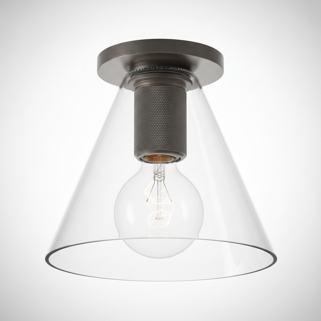 Simple Style Flush Mount Light, Glass, E26 Base