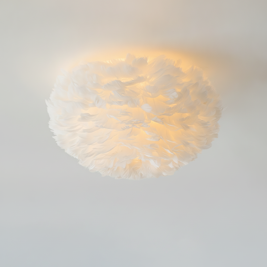 Feathered Ceiling Lamp, Metal, E26 Base