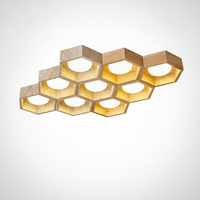 Flush Mount Ceiling Light Yellow Travertine Stone with Frame