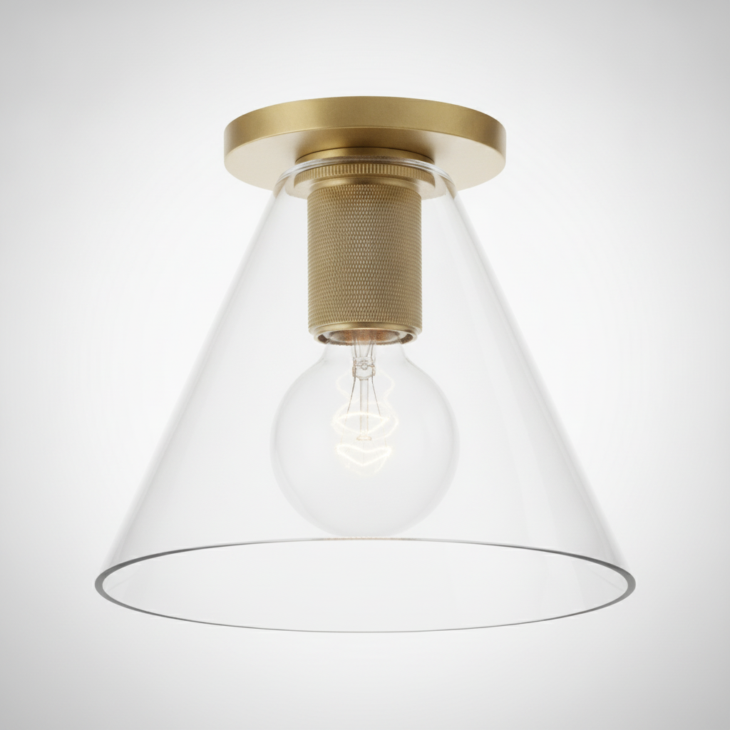 Simple Style Flush Mount Light, Glass, E26 Base