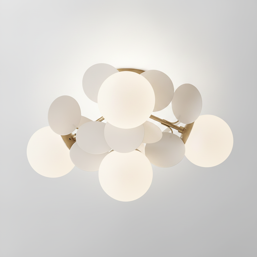 Round Macaron Ceiling Light Metal Body Acrylic Leaf Discs, G9 Base