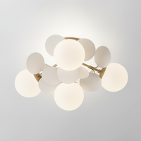Round Macaron Ceiling Light Metal Body Acrylic Leaf Discs, G9 Base
