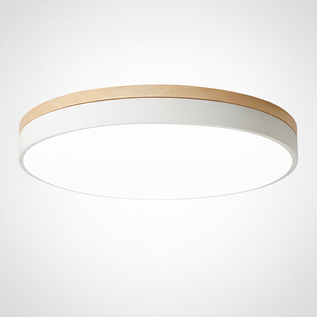 Modern Flush Mount Ceiling Fixture Circular Wood Metal Acrylic