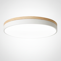 Modern Flush Mount Ceiling Fixture Circular Wood Metal Acrylic