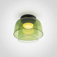 Metal and Glass Flush Mount Ceiling Fixture, Integrated LED