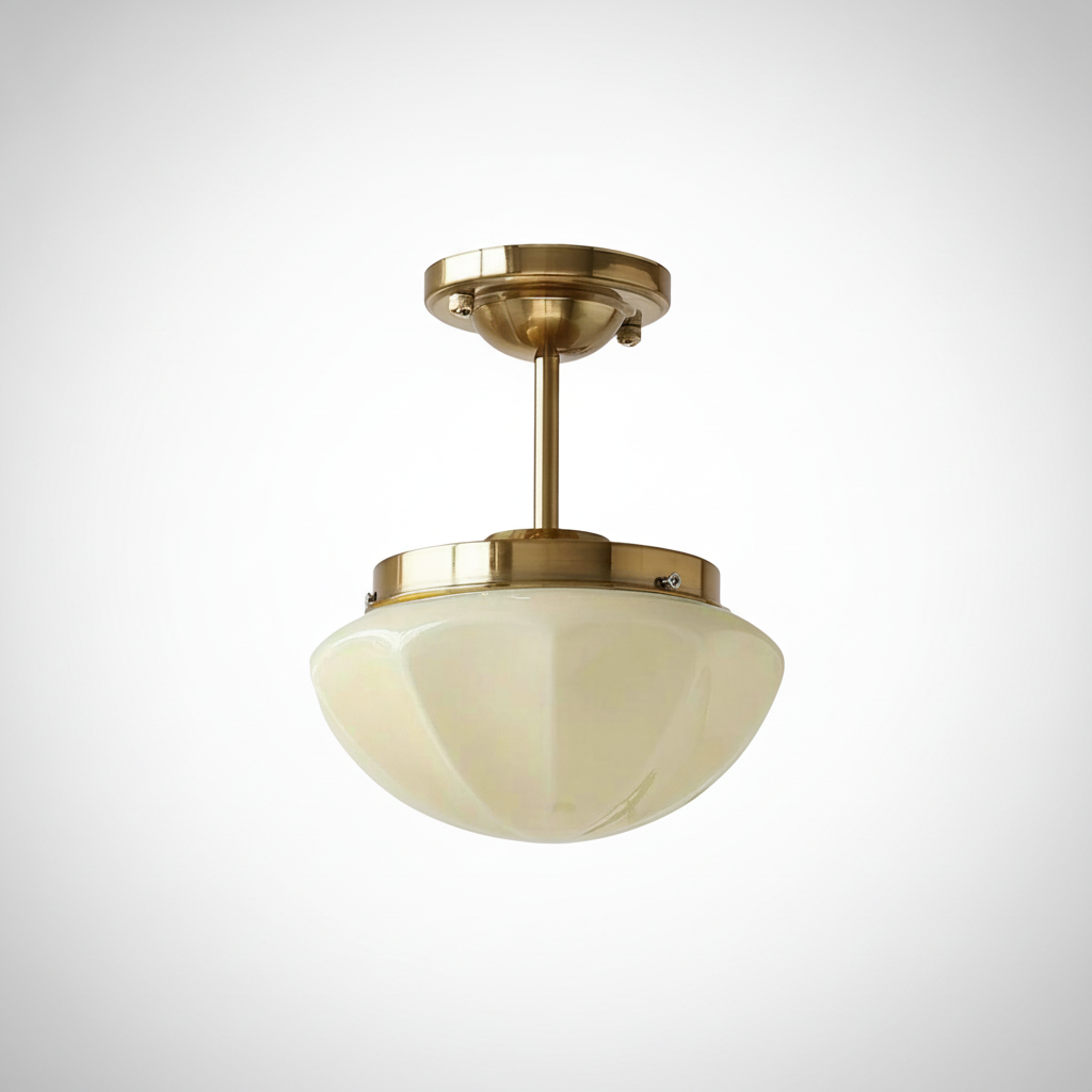 Mini Ceiling Pendant Light Art Deco Metal Glass, E26 Base, Hardwired