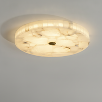 Flush Mount Ceiling Light Round Genuine Alabaster Mosaic
