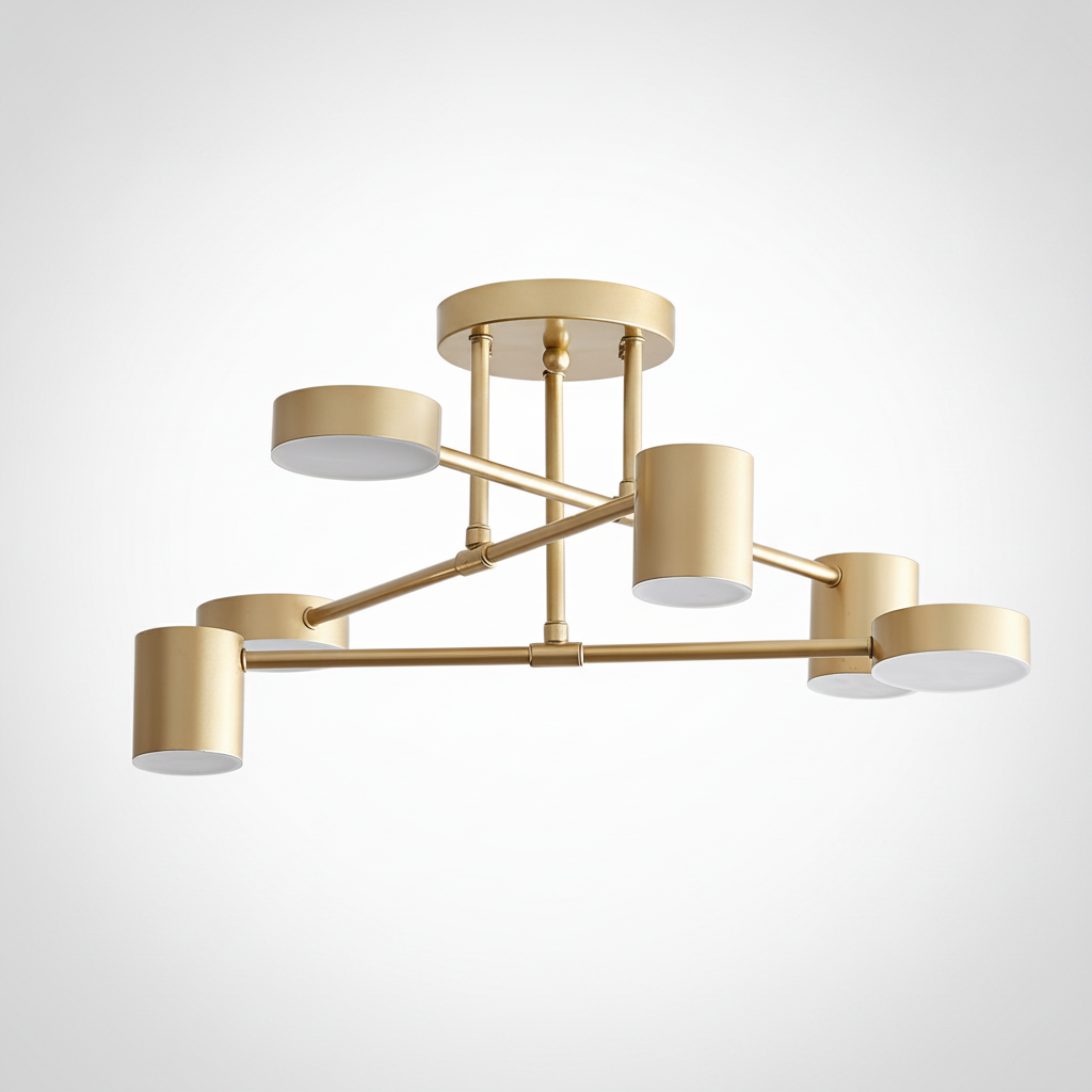 Sputnik Flush Ceiling Fixture Metal Acrylic Integrated LED 6-source