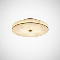 Flush Mount Ceiling Light Round Genuine Alabaster Mosaic