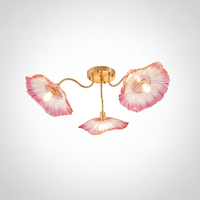 Ceiling Light Organic Gold Metal Leaf Shaped Frosted Glass, E26 Base