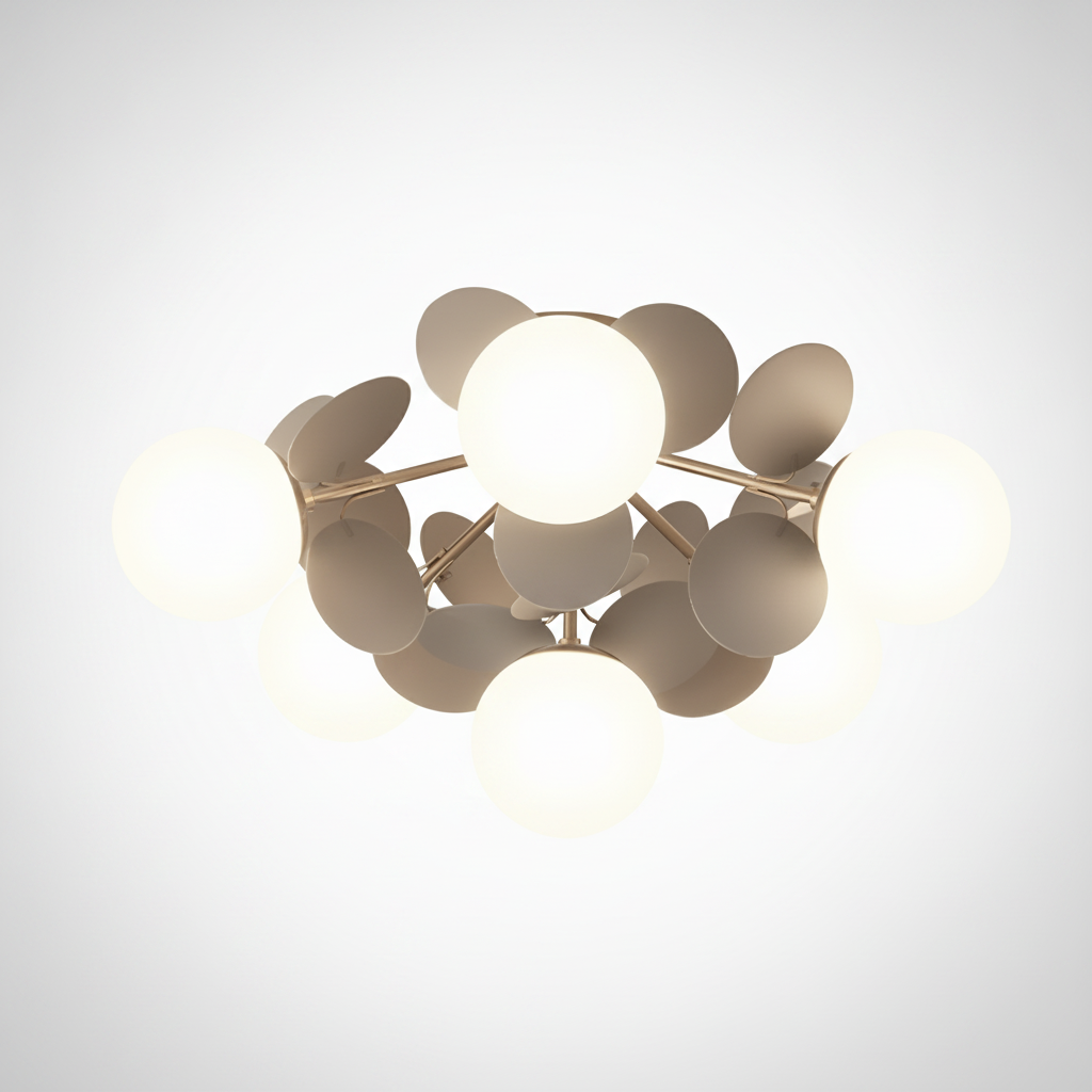 Round Macaron Ceiling Light Metal Body Acrylic Leaf Discs, G9 Base