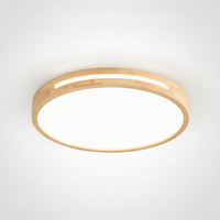 Flush Mount Ceiling Light Halo Wood Integrated LED, Bedroom Hallway